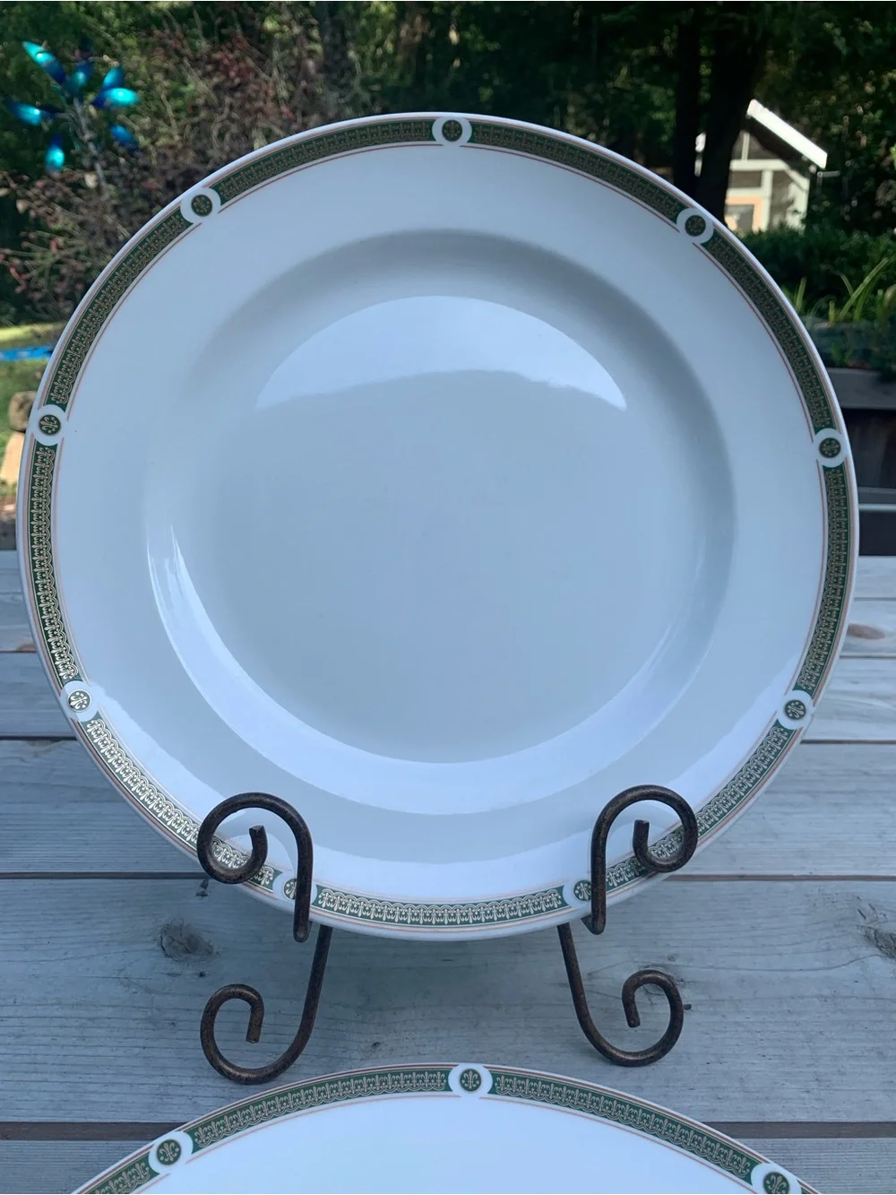 Vintage Steelite International Green Border Chip Plates/Serving Platters- pair